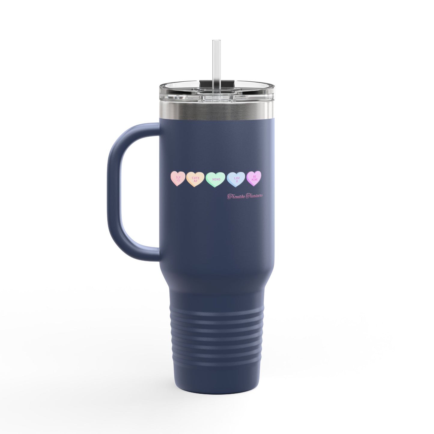 Colorful Hearts Insulated Travel Mug - 40oz, Perfect for Coffee Lovers & Gifts