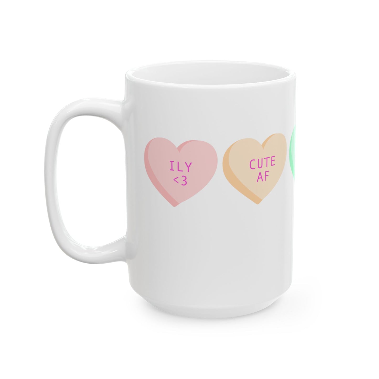 Cute Hearts Ceramic Coffee Mug - Valentine's Day Gift, 11oz & 15oz