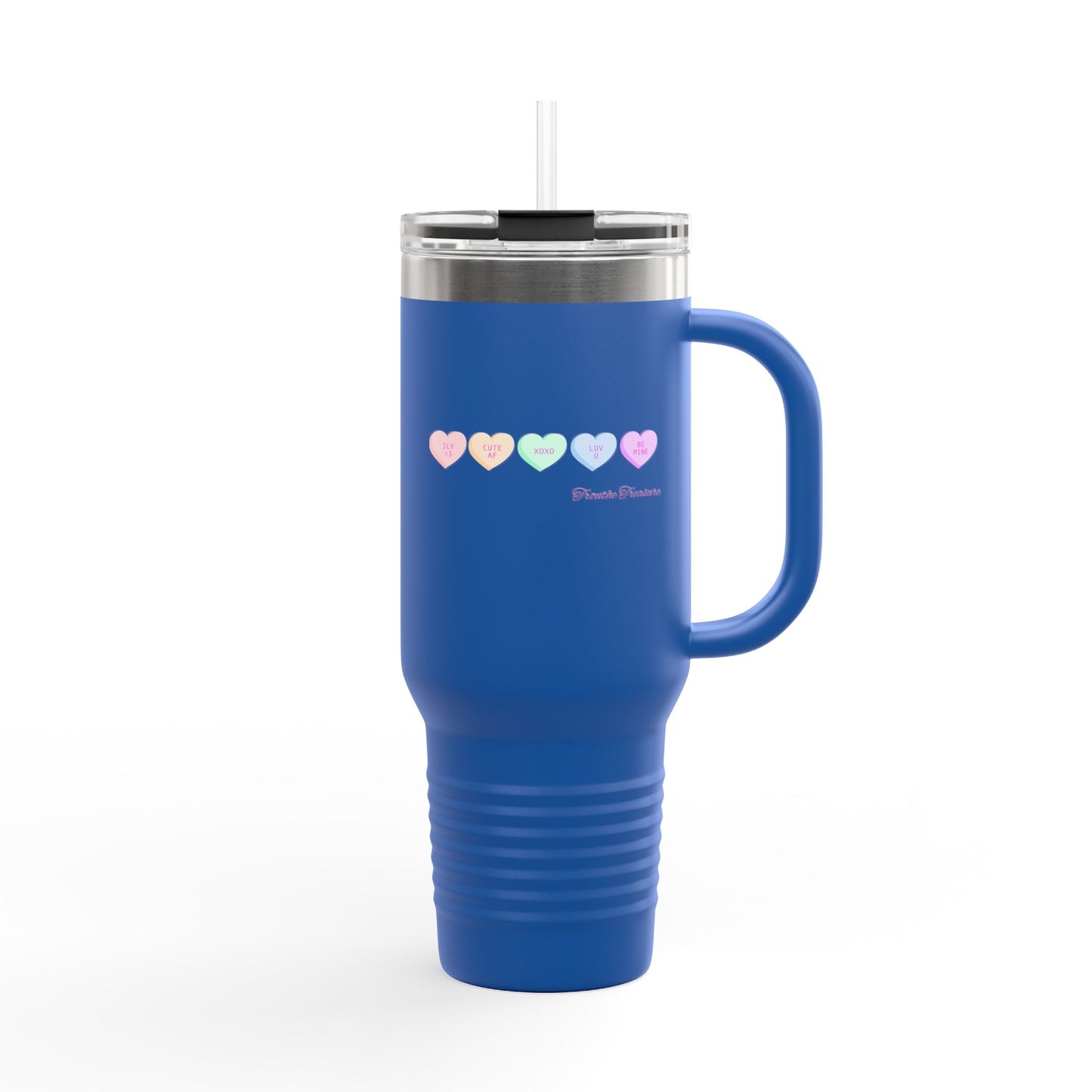 Colorful Hearts Insulated Travel Mug - 40oz, Perfect for Coffee Lovers & Gifts