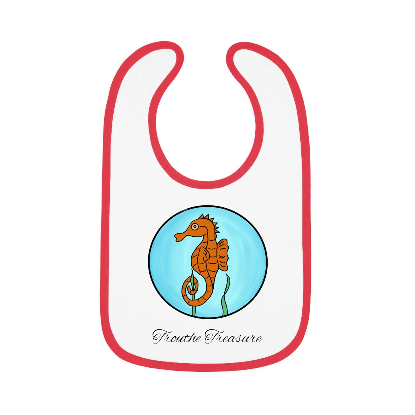 Seahorse - Baby Contrast Trim Jersey Bib