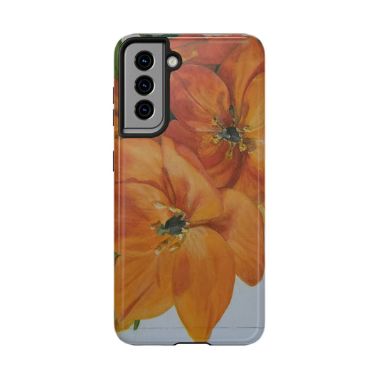 Orange floral - Tough Phone Cases