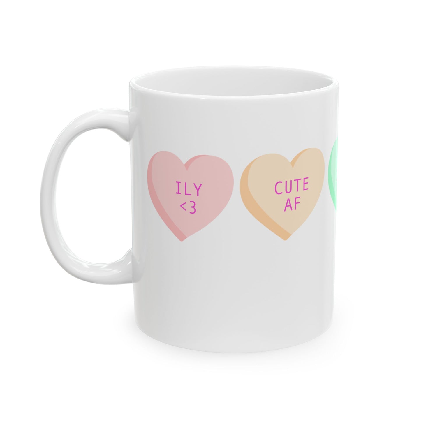 Cute Hearts Ceramic Coffee Mug - Valentine's Day Gift, 11oz & 15oz