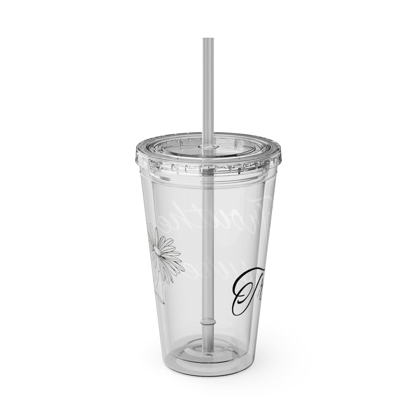 Sunsplash 16oz Tumbler with Straw - 'Treasure' Design, Clear Travel Cup for Drinks, Perfect Gift for All Occasions