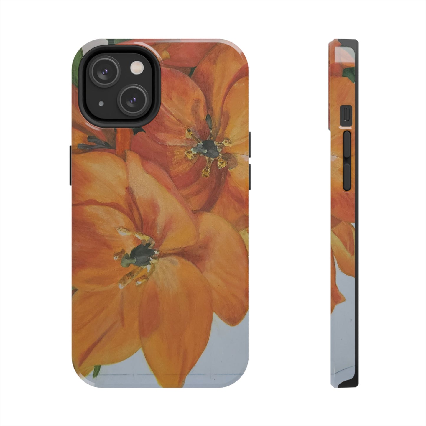 Orange floral - Tough Phone Cases