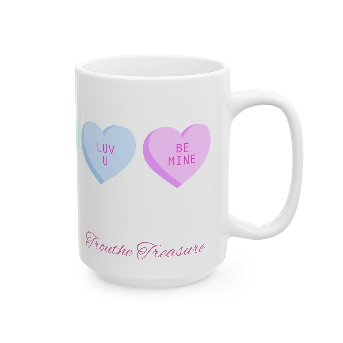 Cute Hearts Ceramic Coffee Mug - Valentine's Day Gift, 11oz & 15oz