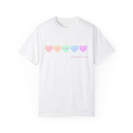 Cute Hearts Unisex Garment-Dyed T-Shirt for Valentine's Day
