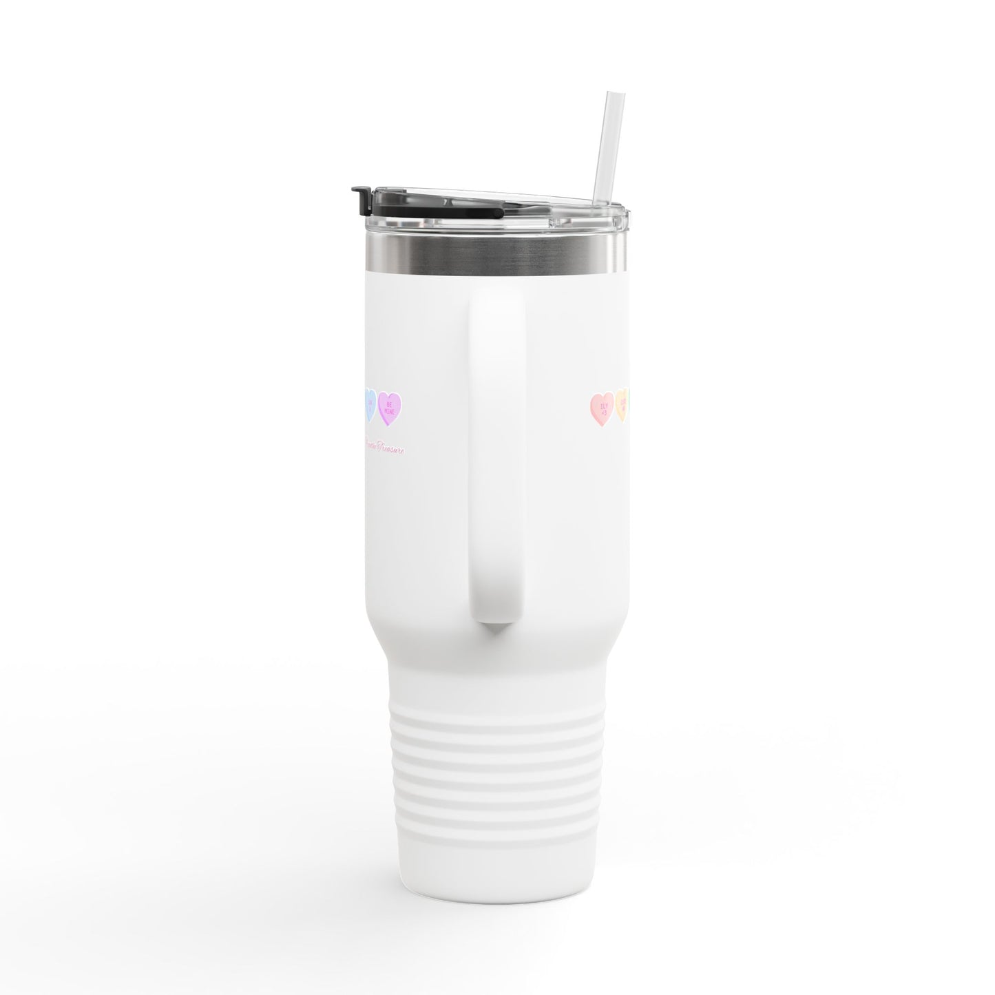 Colorful Hearts Insulated Travel Mug - 40oz, Perfect for Coffee Lovers & Gifts