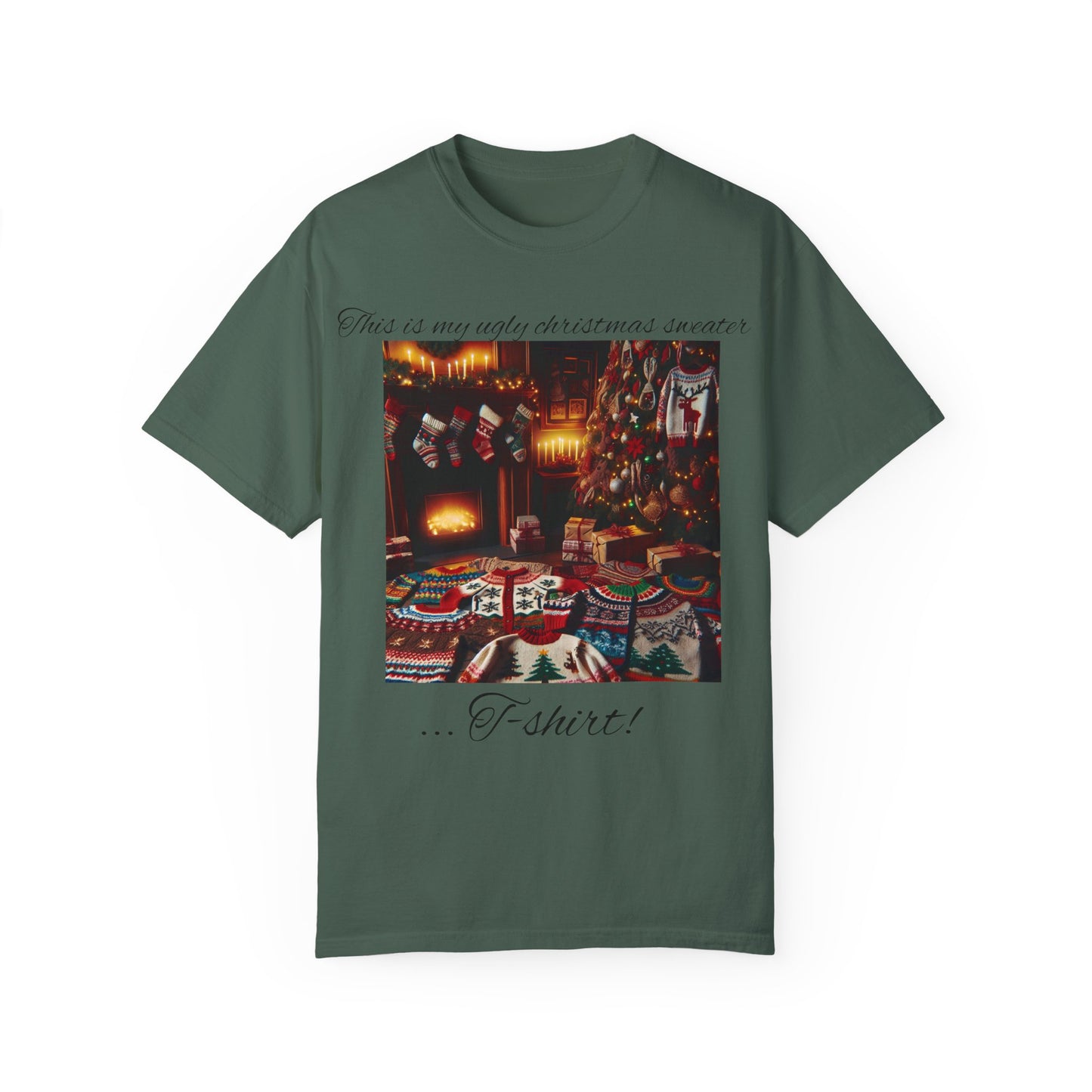 Ugly Christmas sweater T-shirt - Unisex Garment-Dyed T-shirt