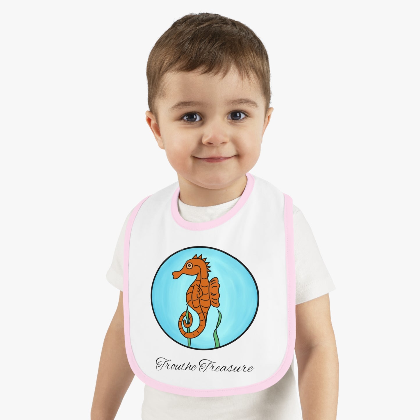 Seahorse - Baby Contrast Trim Jersey Bib