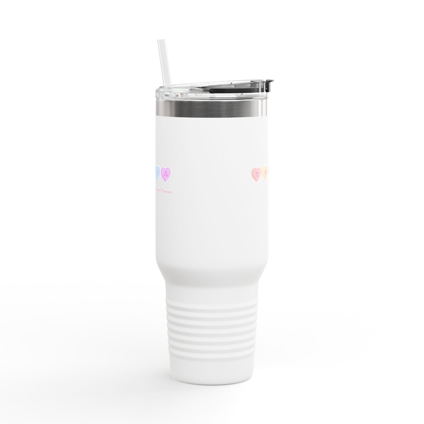 Colorful Hearts Insulated Travel Mug - 40oz, Perfect for Coffee Lovers & Gifts