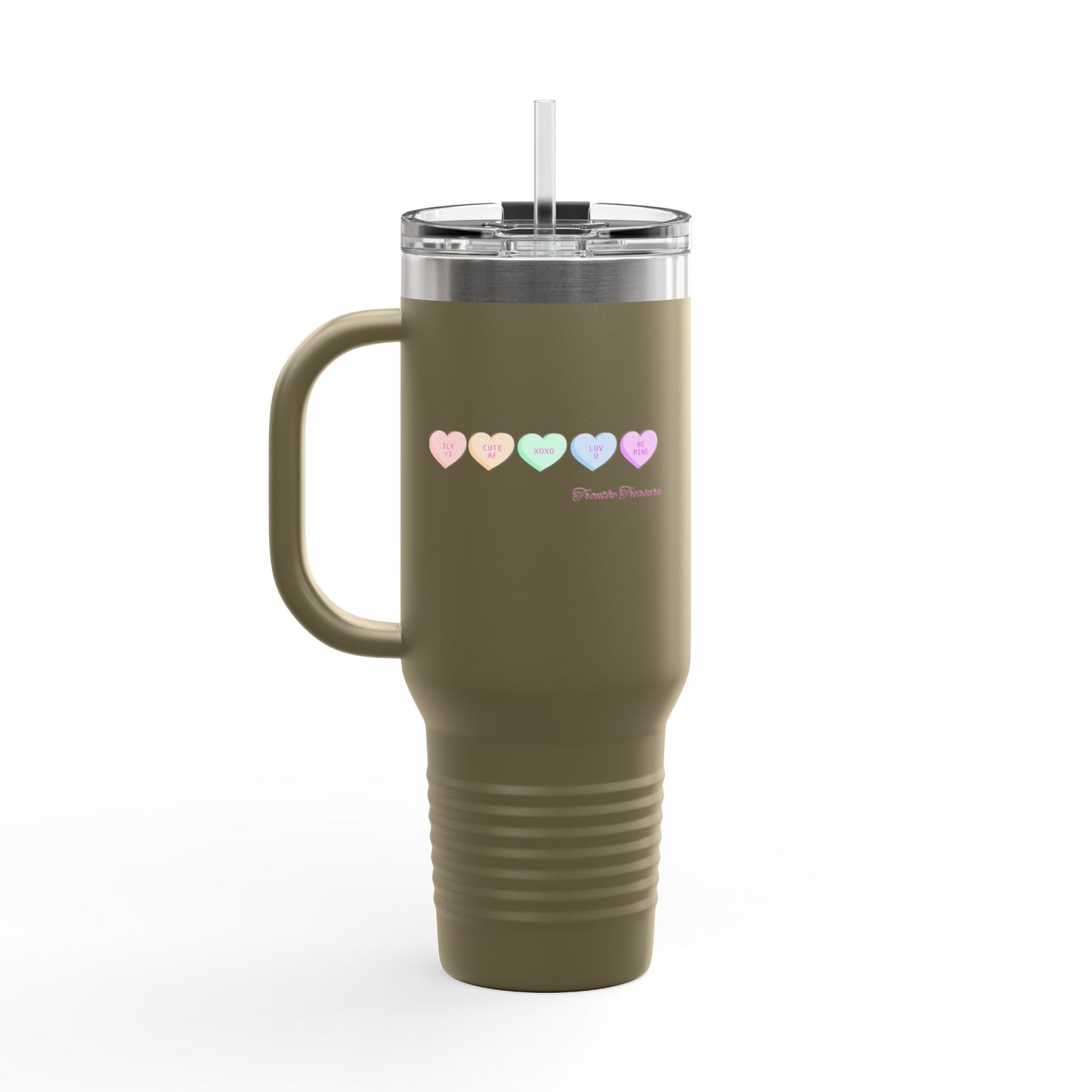 Colorful Hearts Insulated Travel Mug - 40oz, Perfect for Coffee Lovers & Gifts