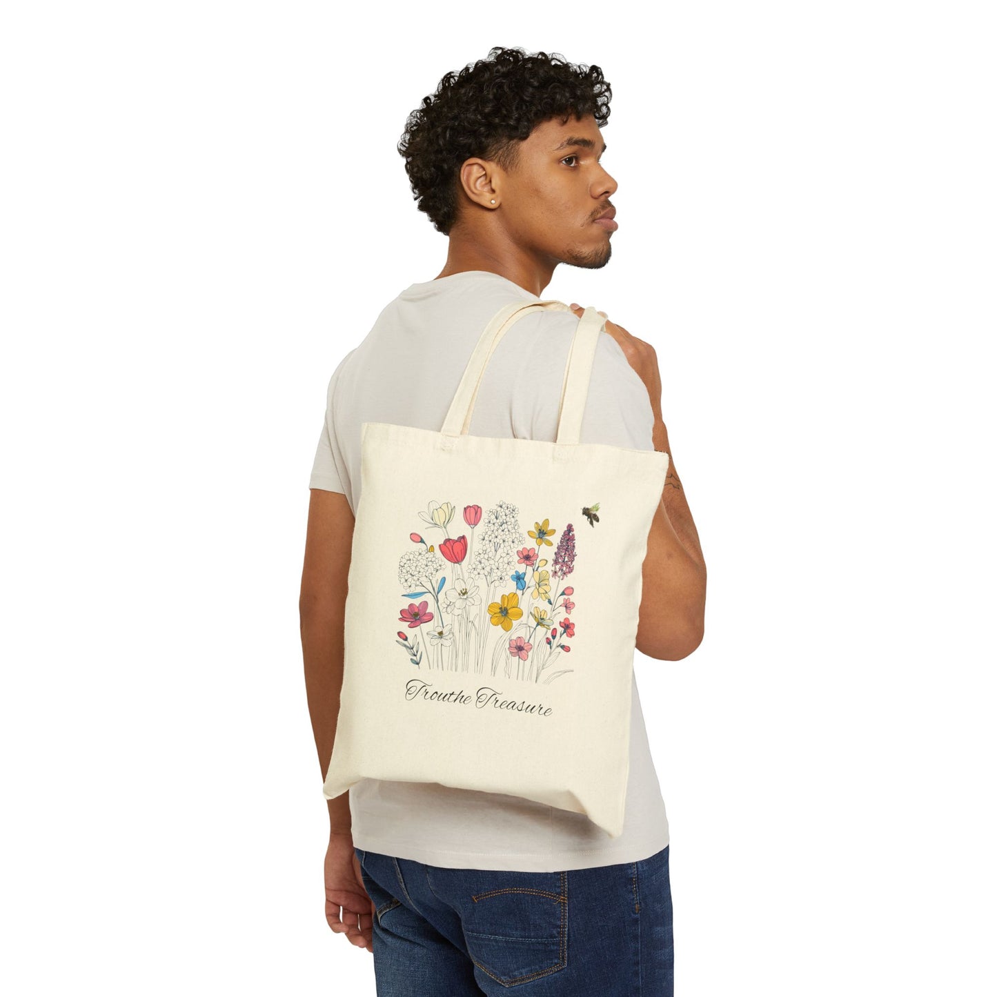 Floral Cotton Canvas Tote Bag - TT in bloom