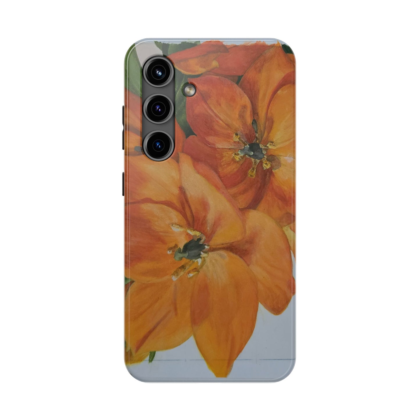 Orange floral - Tough Phone Cases