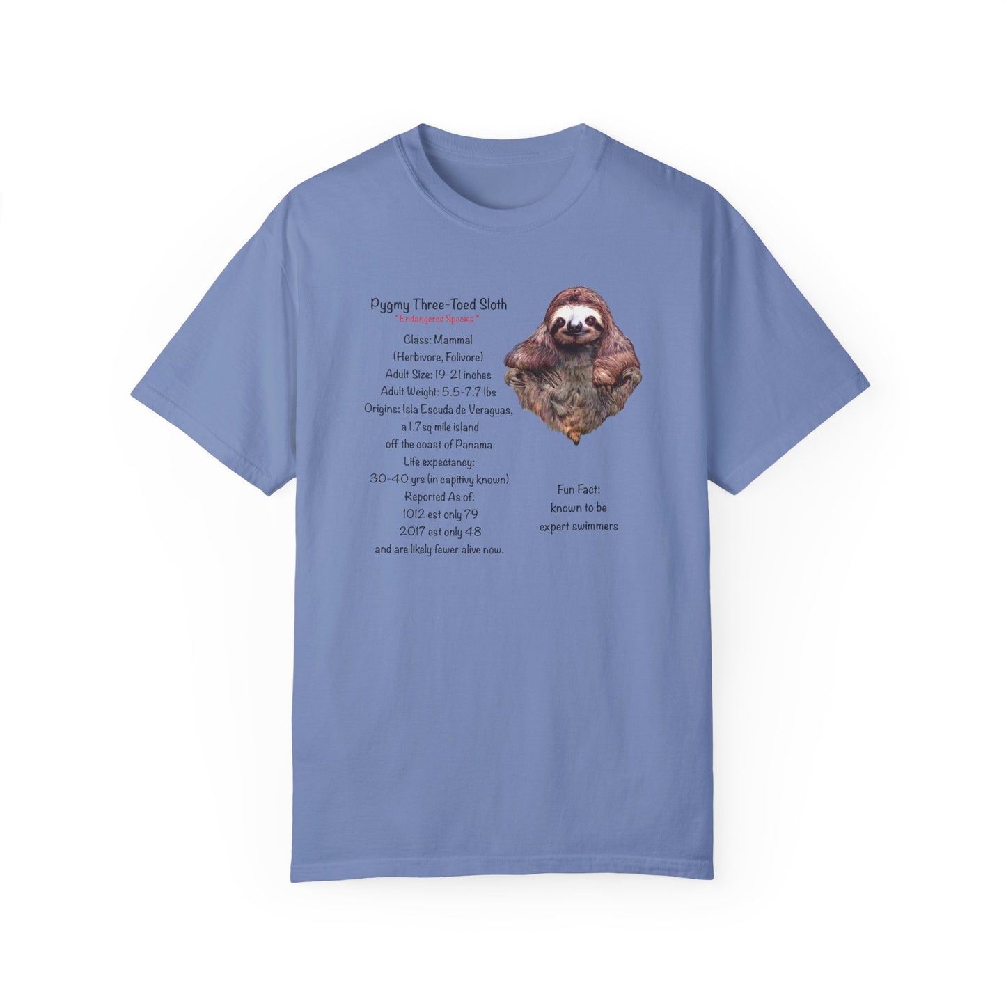Endangered Pygmy Sloth - Unisex Garment-Dyed T-shirt