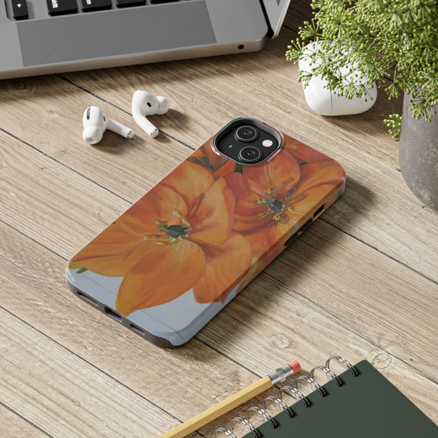 Orange floral - Tough Phone Cases