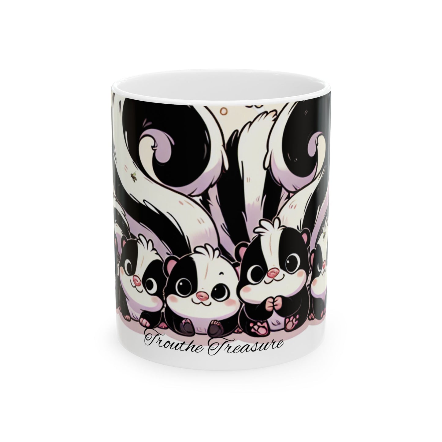 Cute Skunk Ceramic Mug - Frouth the Treasure, Perfect for Animal Lovers