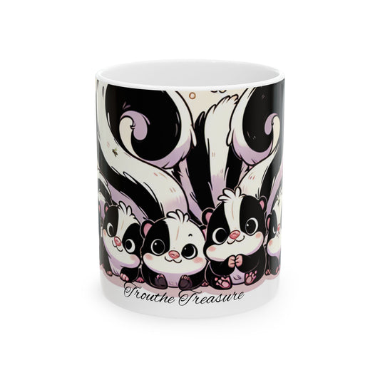 Cute Skunk Ceramic Mug - Frouth the Treasure, Perfect for Animal Lovers