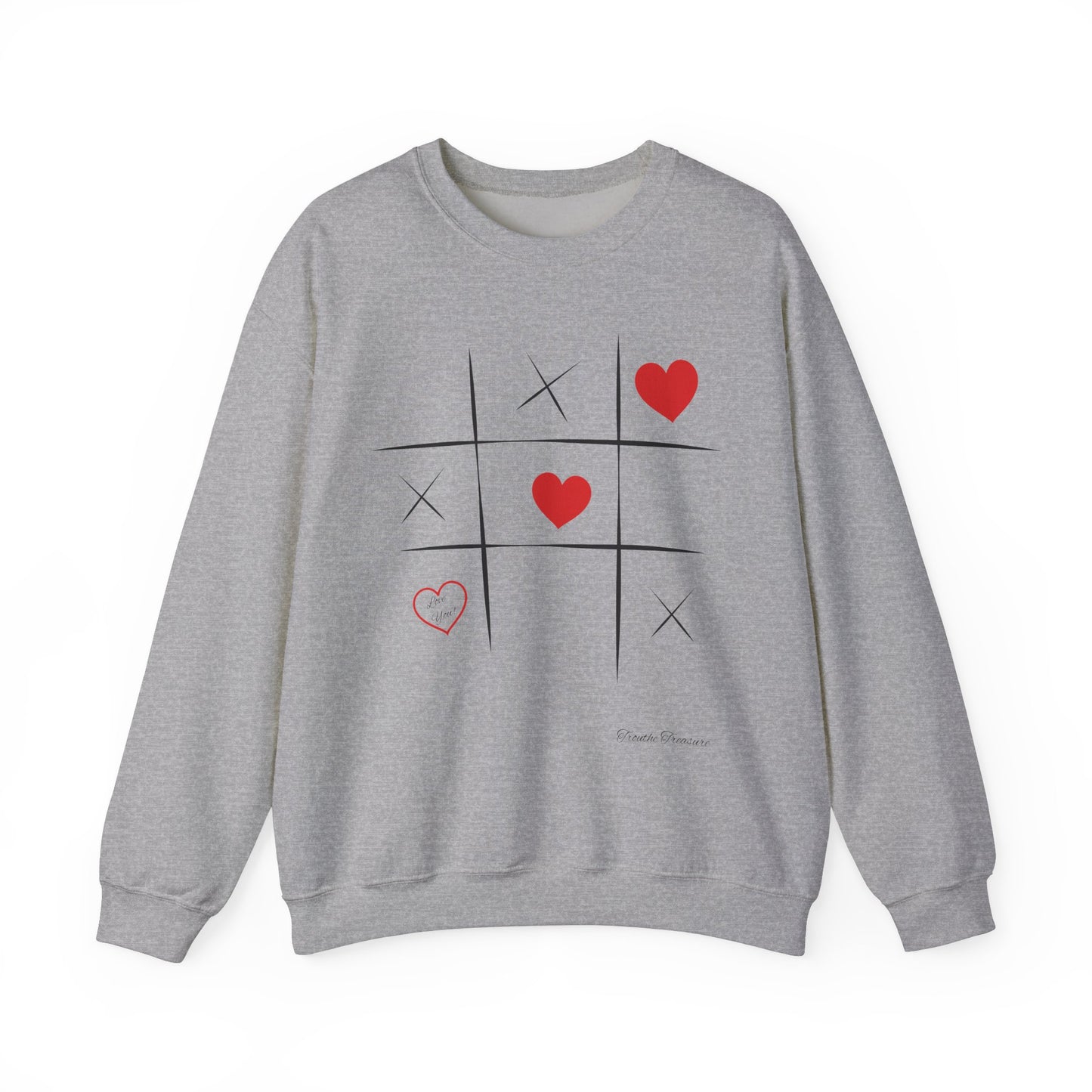 Love Game Unisex Crewneck Sweatshirt - Tik Tak Toe Heart Design