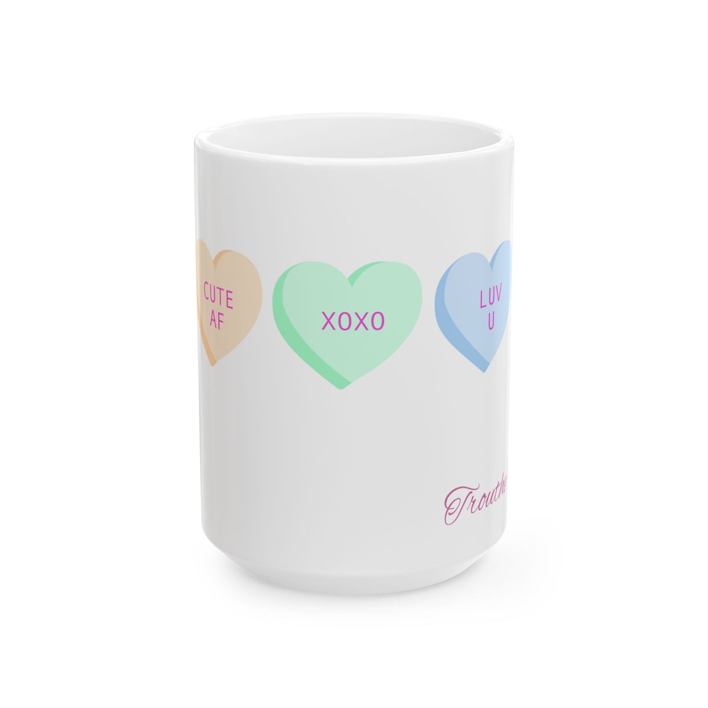 Cute Hearts Ceramic Coffee Mug - Valentine's Day Gift, 11oz & 15oz