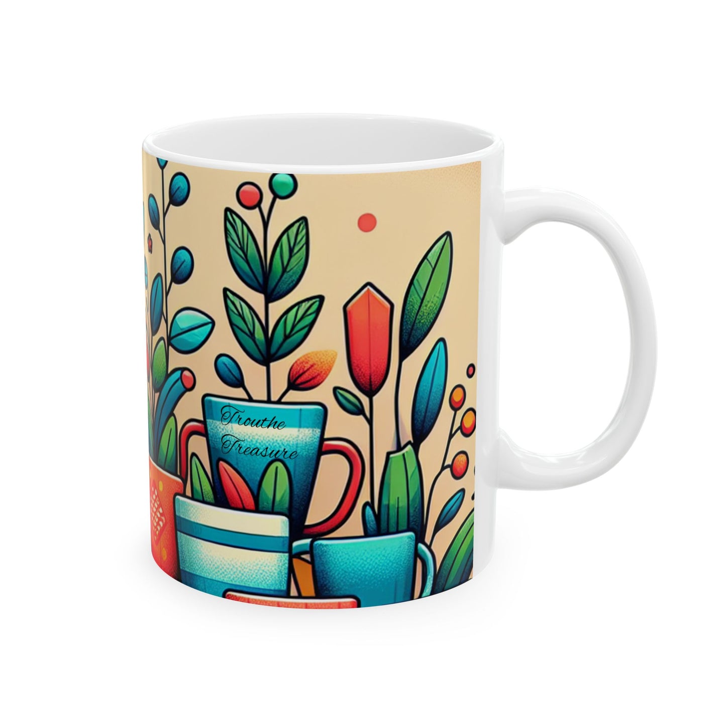 Vibrant Botanical Ceramic Mug - Perfect Gift for Plant Lovers