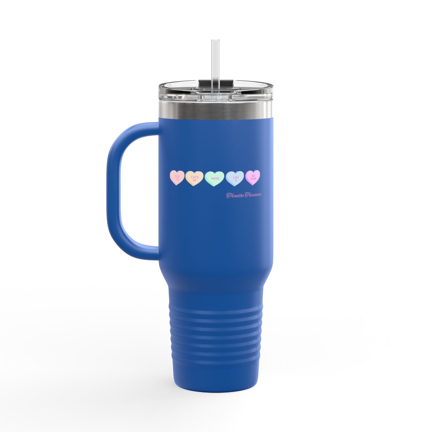 Colorful Hearts Insulated Travel Mug - 40oz, Perfect for Coffee Lovers & Gifts