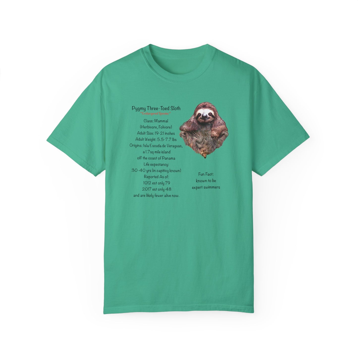 Endangered Pygmy Sloth - Unisex Garment-Dyed T-shirt