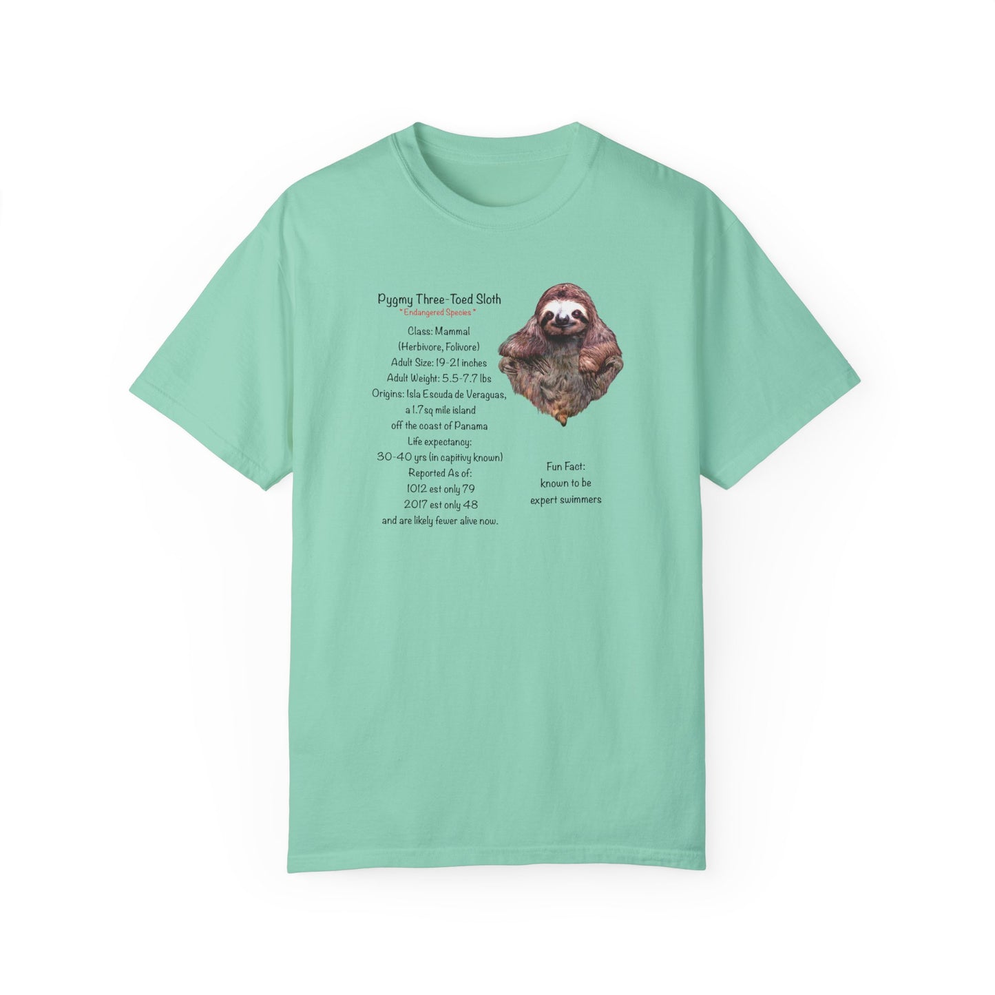 Endangered Pygmy Sloth - Unisex Garment-Dyed T-shirt