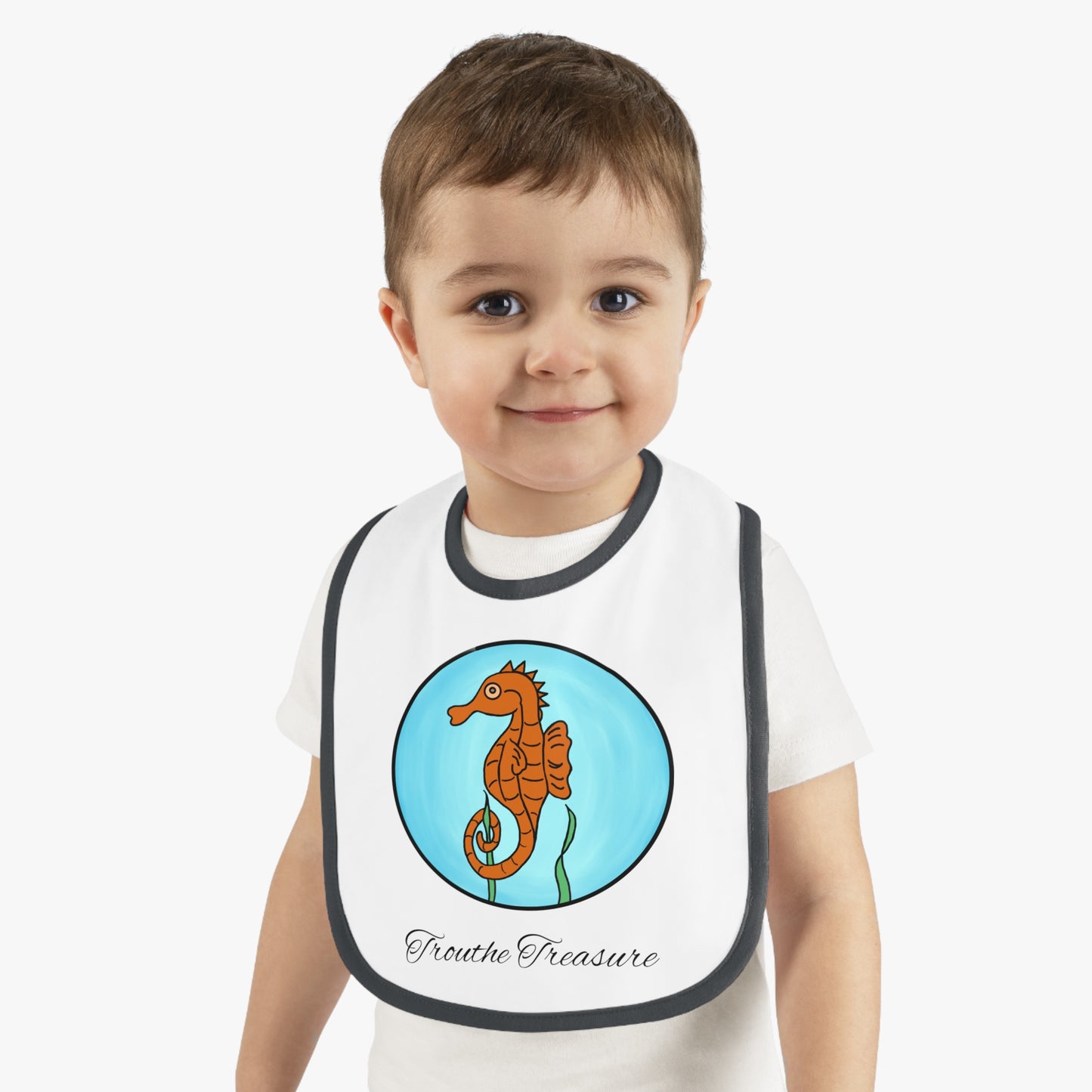 Seahorse - Baby Contrast Trim Jersey Bib