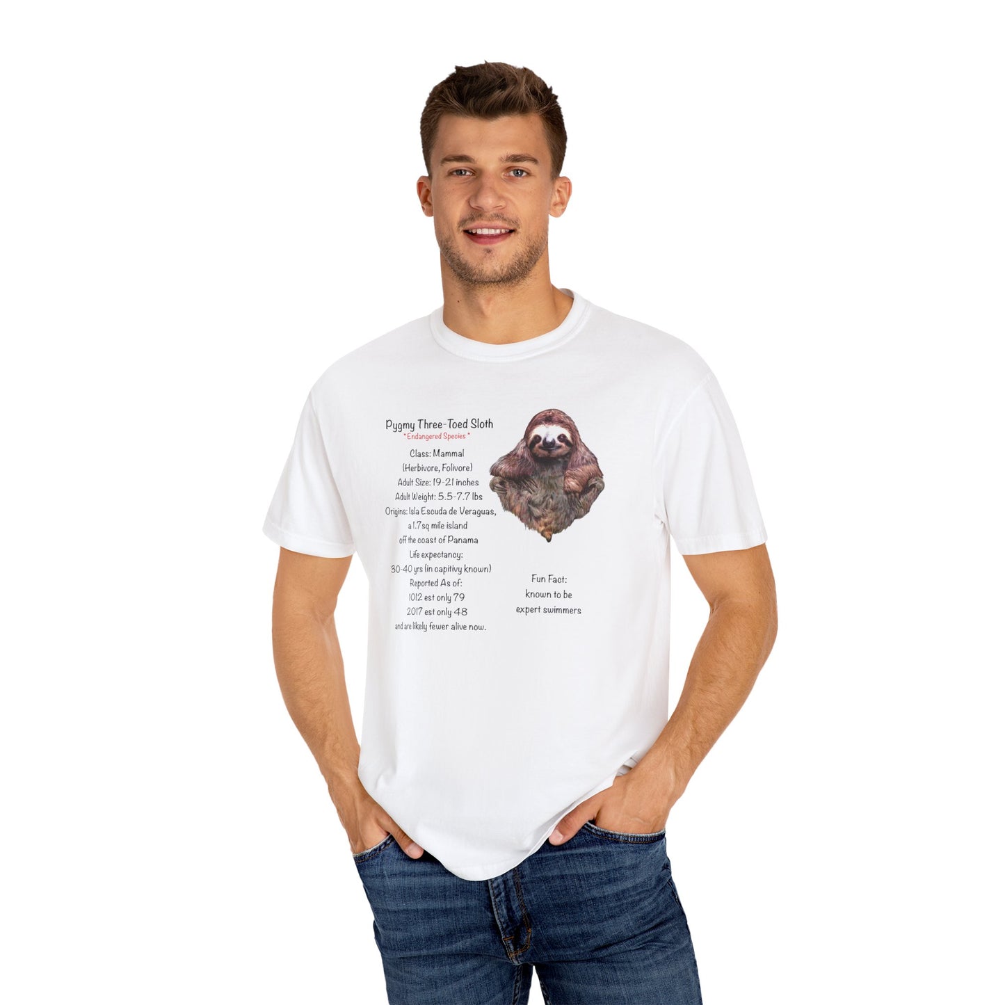 Endangered Pygmy Sloth - Unisex Garment-Dyed T-shirt