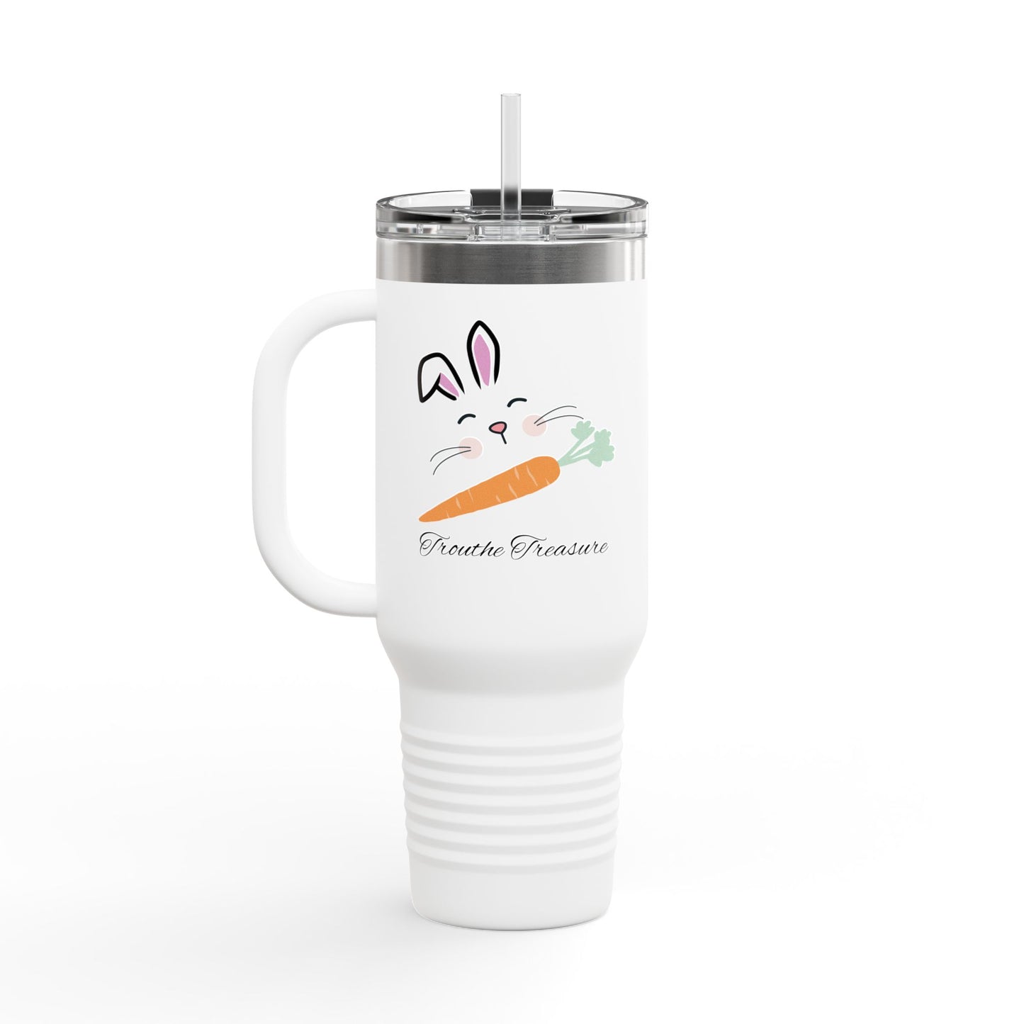 Insulated Travel Mug - Cute Bunny & Carrot Design, Perfect for Easter and Spring Celebrations