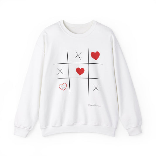 Love Game Unisex Crewneck Sweatshirt - Tik Tak Toe Heart Design