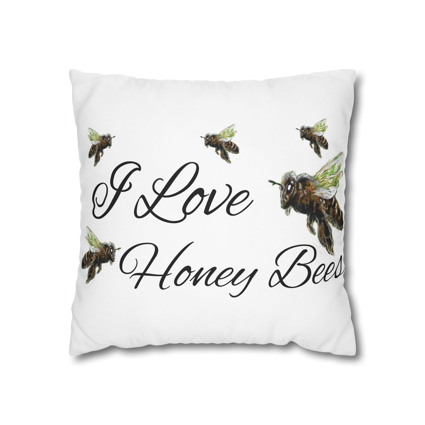Trouthe Treasure / Honey Bee - Square Poly Canvas Pillowcase .