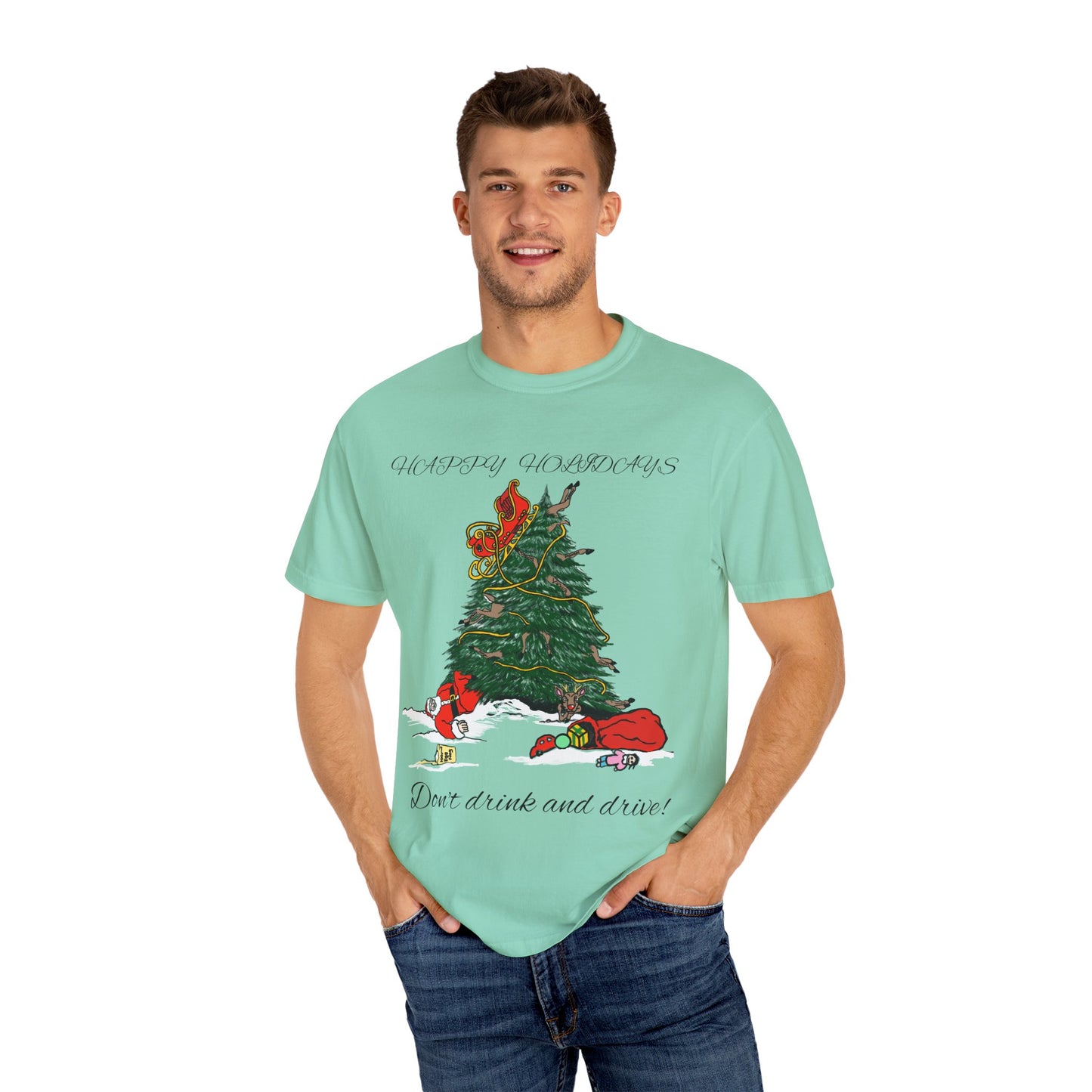 Santa 100 proof - Unisex Garment-Dyed T-shirt
