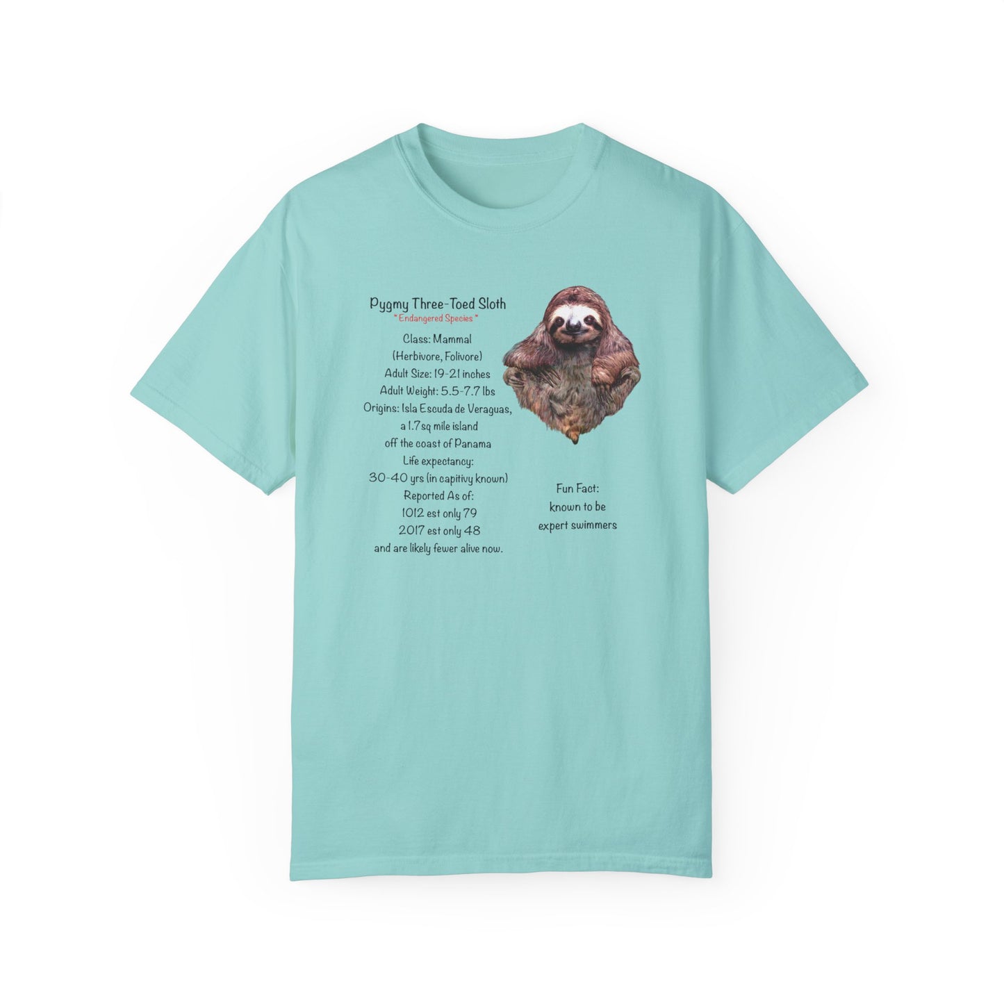 Endangered Pygmy Sloth - Unisex Garment-Dyed T-shirt