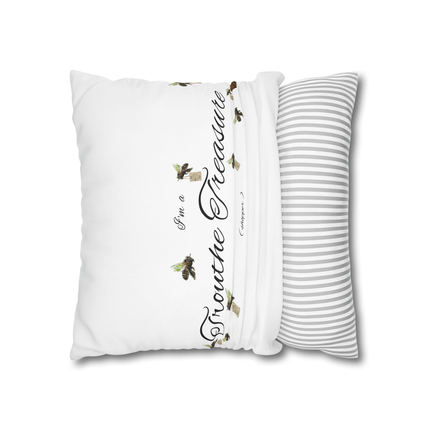 Trouthe Treasure / Honey Bee - Square Poly Canvas Pillowcase .