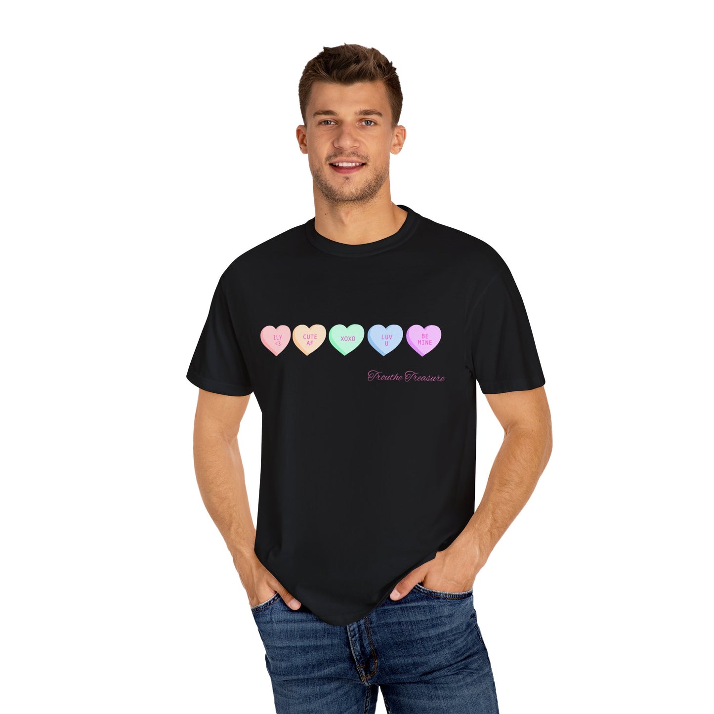 Cute Hearts Unisex Garment-Dyed T-Shirt for Valentine's Day
