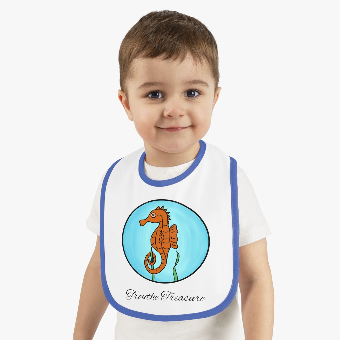 Seahorse - Baby Contrast Trim Jersey Bib