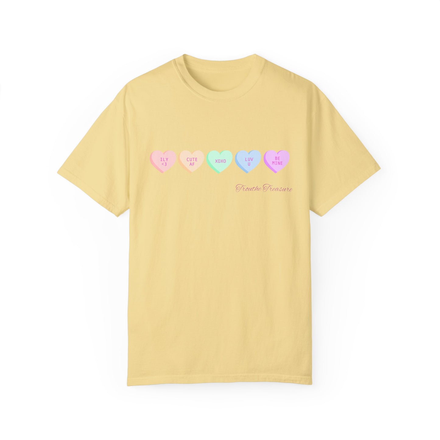Cute Hearts Unisex Garment-Dyed T-Shirt for Valentine's Day