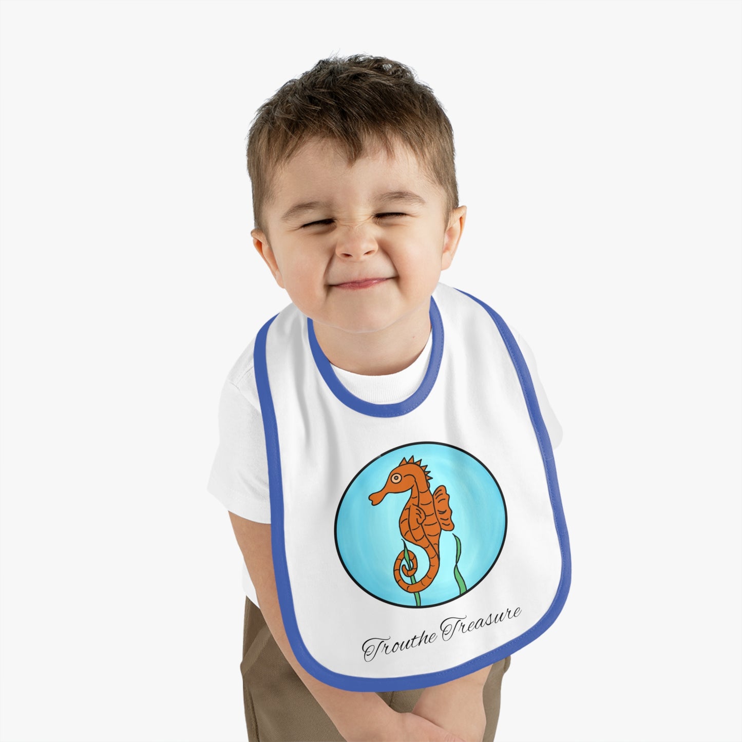 Seahorse - Baby Contrast Trim Jersey Bib