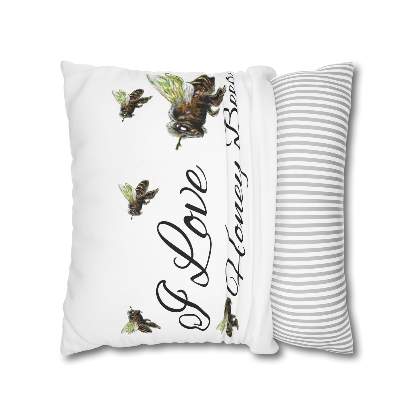 Trouthe Treasure / Honey Bee - Square Poly Canvas Pillowcase .