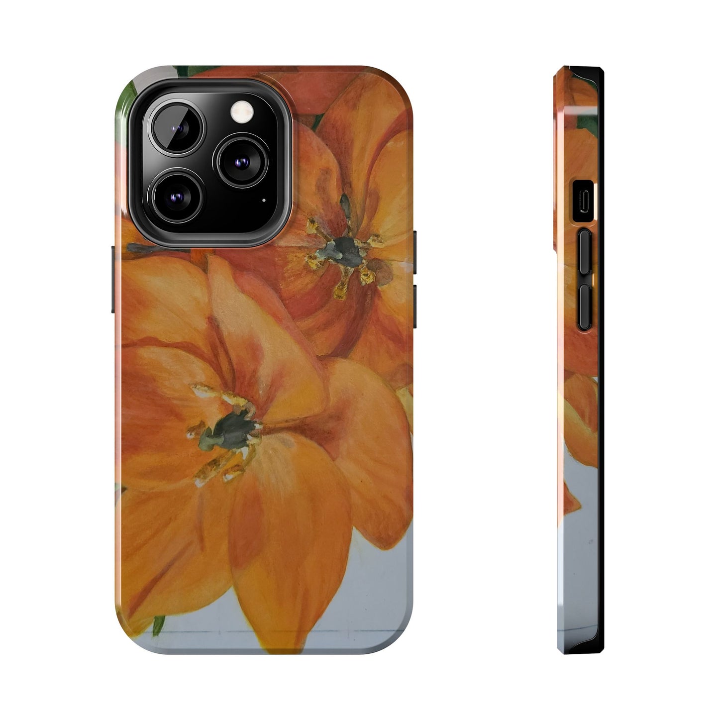 Orange floral - Tough Phone Cases