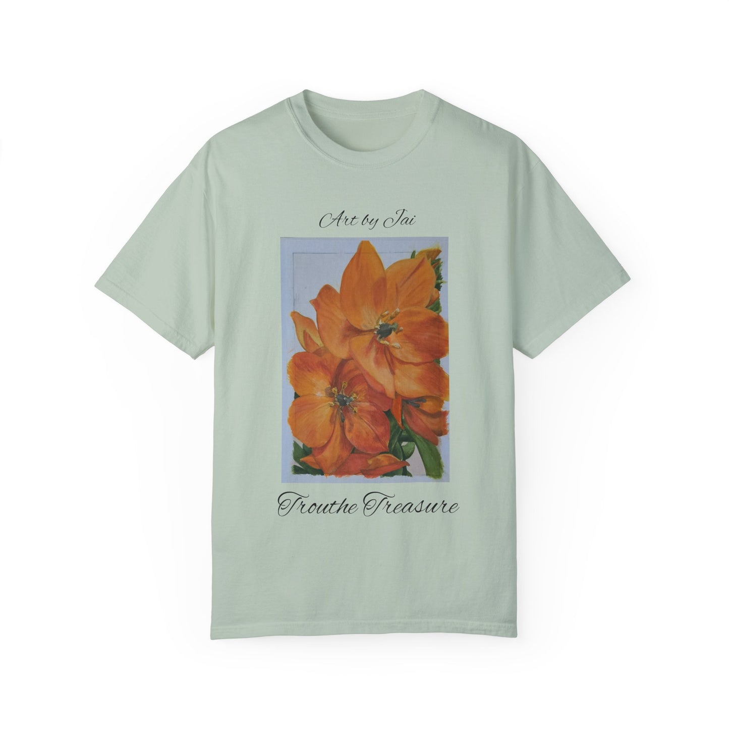 Floral (orange) - Unisex Garment-Dyed T-shirt