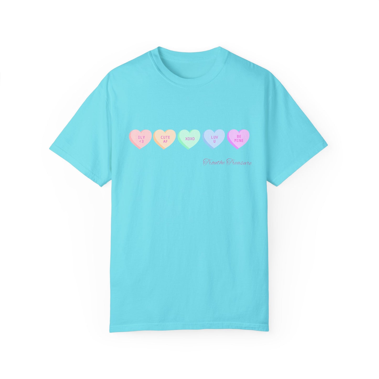 Cute Hearts Unisex Garment-Dyed T-Shirt for Valentine's Day