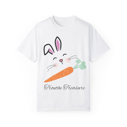 Cute Bunny and Carrot T-Shirt - Unisex Garment-Dyed Tee for Easter Celebrations
