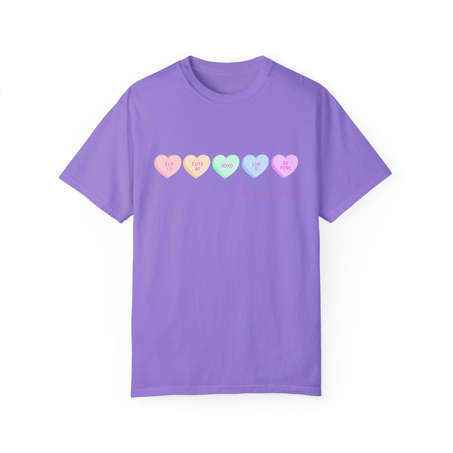 Cute Hearts Unisex Garment-Dyed T-Shirt for Valentine's Day