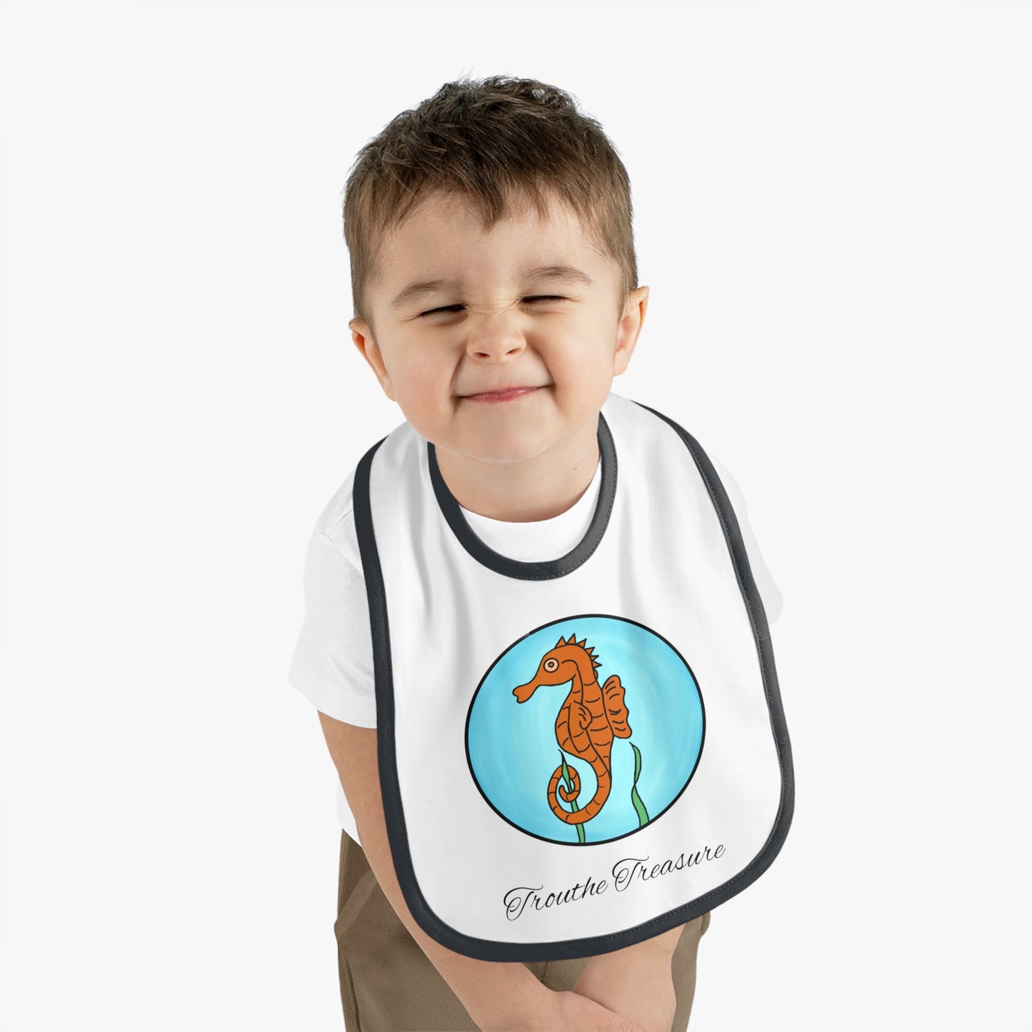 Seahorse - Baby Contrast Trim Jersey Bib