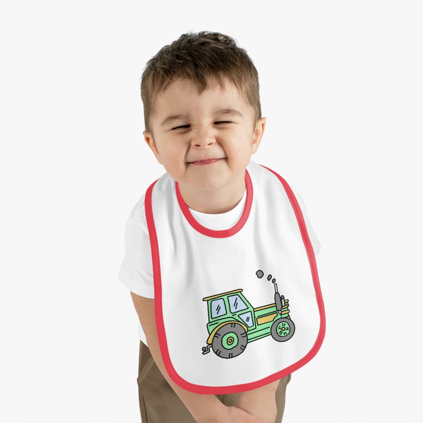Tractor - Baby Contrast Trim Jersey Bib