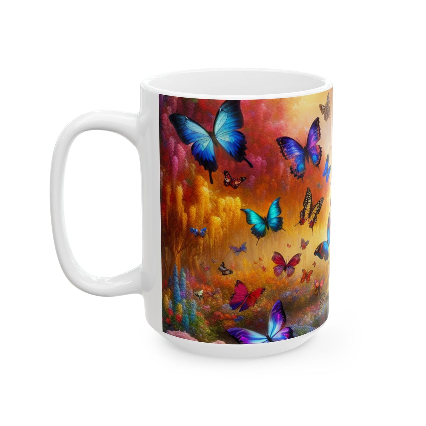 Colorful Butterfly Ceramic Mug - 11oz & 15oz | Inspirational Nature Design