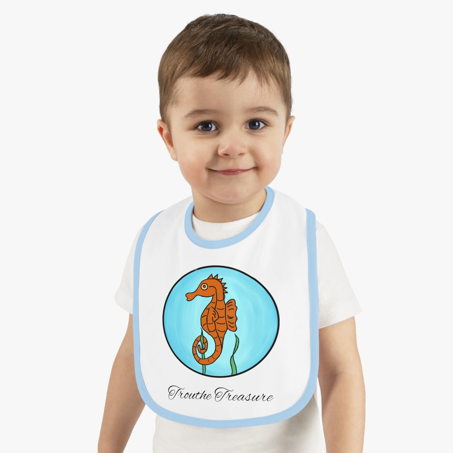 Seahorse - Baby Contrast Trim Jersey Bib