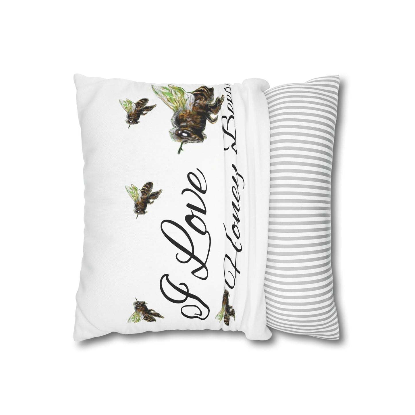 Trouthe Treasure / Honey Bee - Square Poly Canvas Pillowcase .